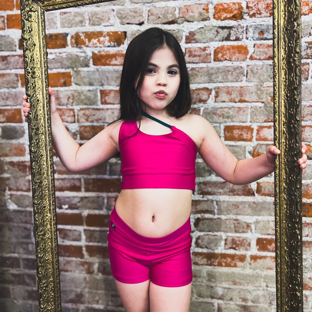 Kandi Kouture Wine with Turquoise Accent Strap Top and Short Set Child Large - Picture 9 of 11